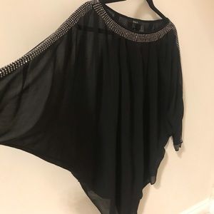 Black semi-sheer studded tunic dress